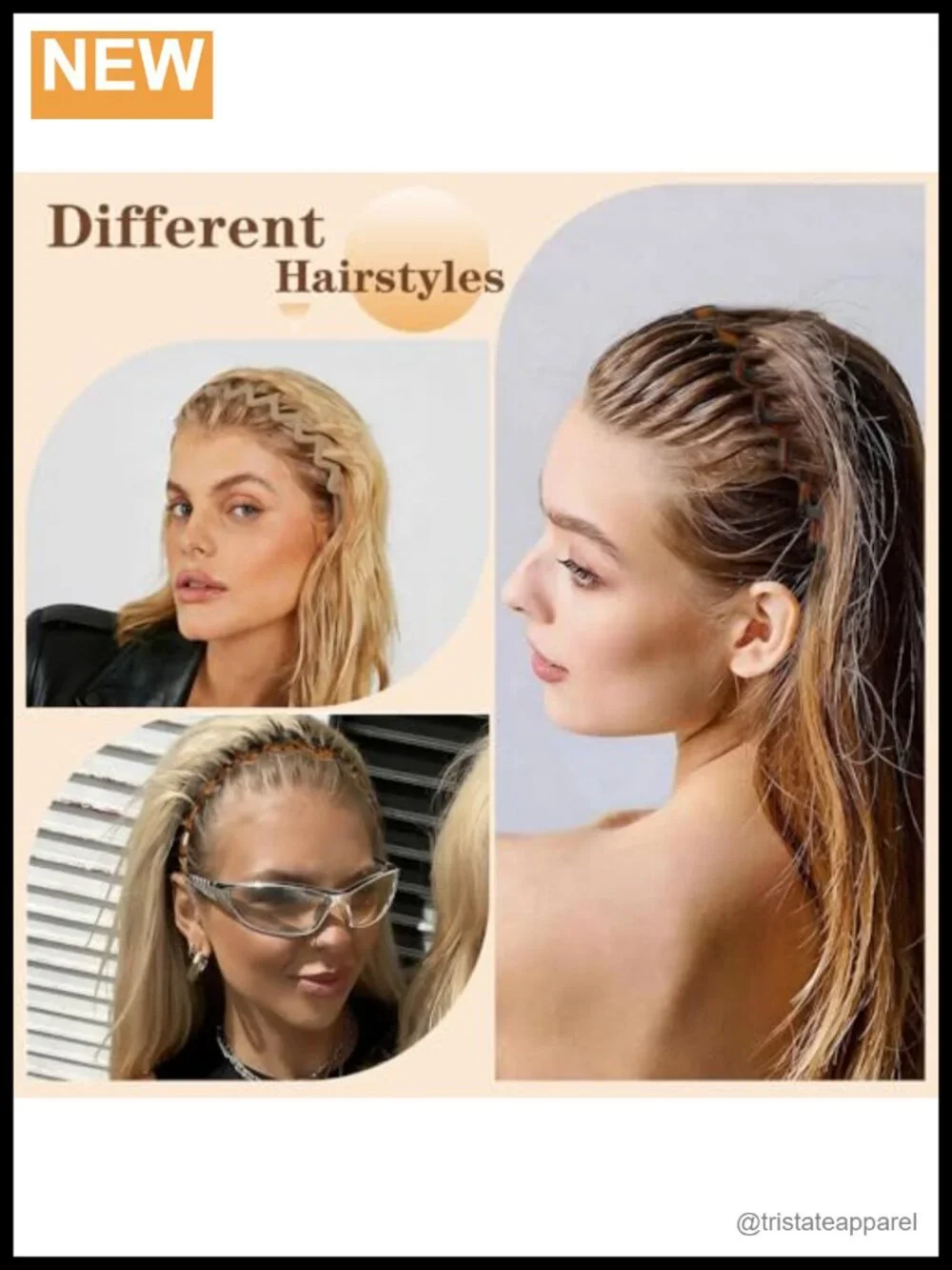 10 Pack Zig Zag Headbands for Women Non Slip Plastic Hair Bands 90s Retro